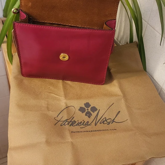 PATRICIA NASH Magenta light Burgundy Leather Terresa Crossbody Bag hand bag - Picture 7 of 8